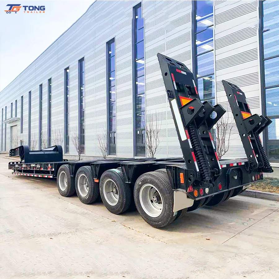 100t lowbed semi trailer 5 axle hydraulic flatbed gallery 5