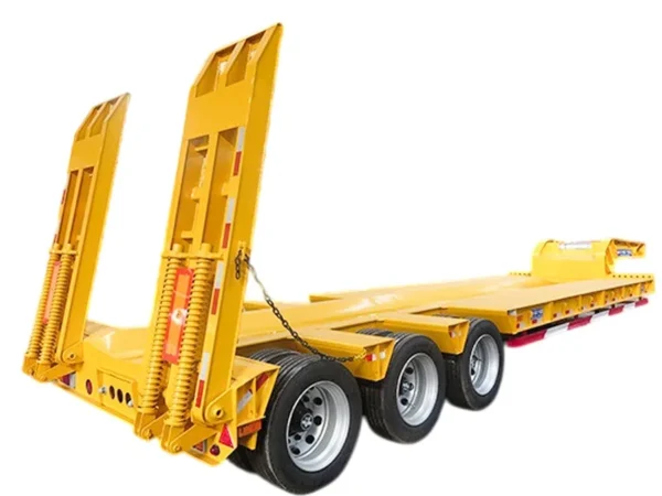 100t lowbed semi trailer 5 axle hydraulic flatbed