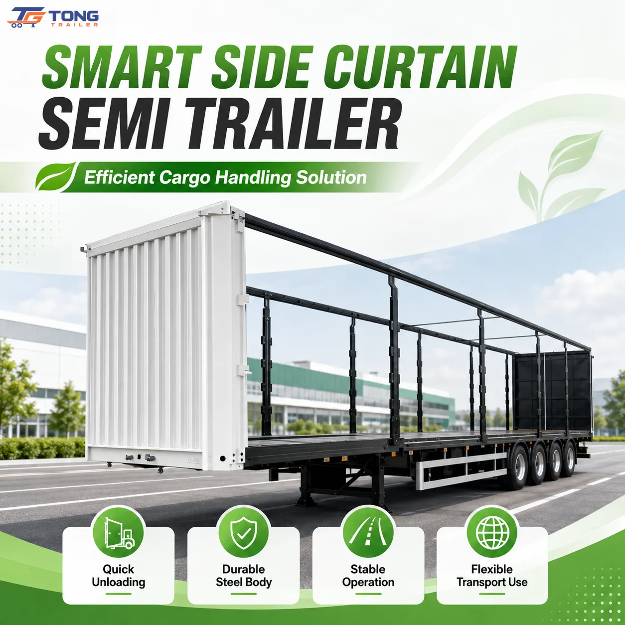 3 Axle Curtain Side Semi Trailer 60T Payload gallery 2