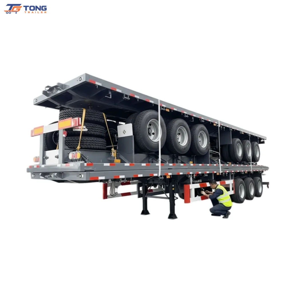 3 axle flatbed semi trailer 12500 mm 30000 kg payload gallery 2