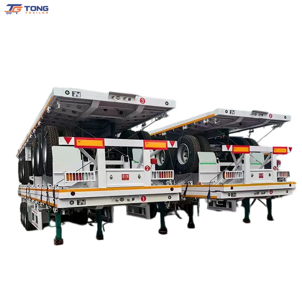 3 Axle Flatbed Semi Trailer 30T Steel Deck Container gallery 1