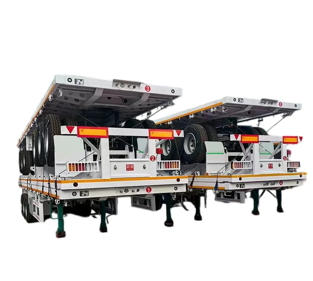 3 Axle Flatbed Semi Trailer 30T Steel Deck Container