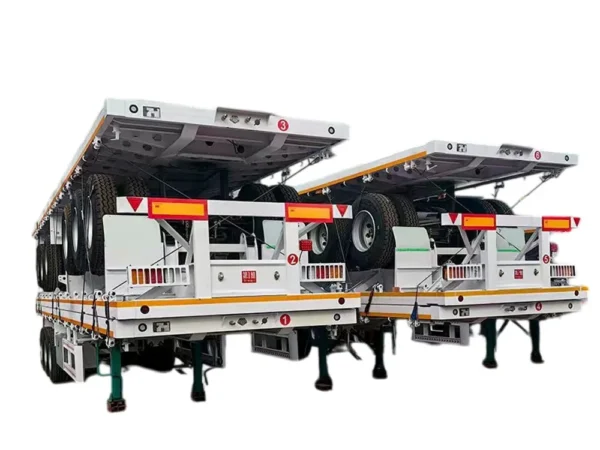 3 Axle Flatbed Semi Trailer 30T Steel Deck Container