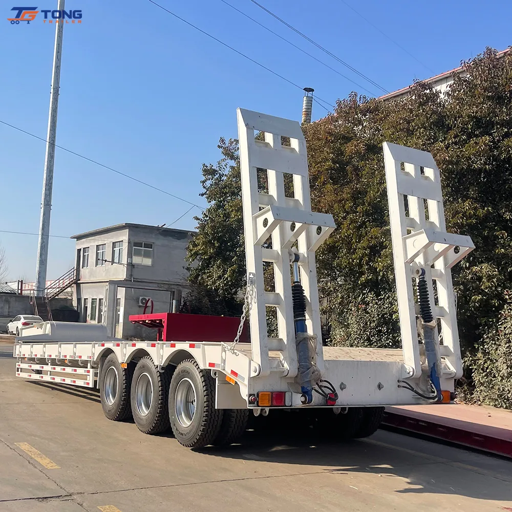 3 Axle Flatbed Semi Trailer 40 Ton Container Deck for Sale gallery 2