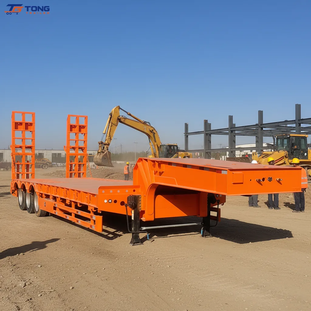 3 axle flatbed semi trailer 60T container transport gallery 4
