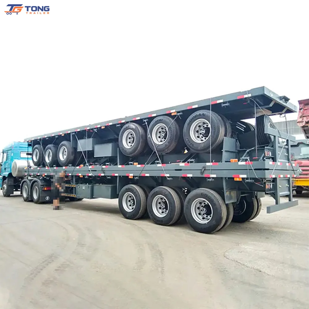 3 Axle Flatbed Semi Trailer for Container Transport 30T gallery 2