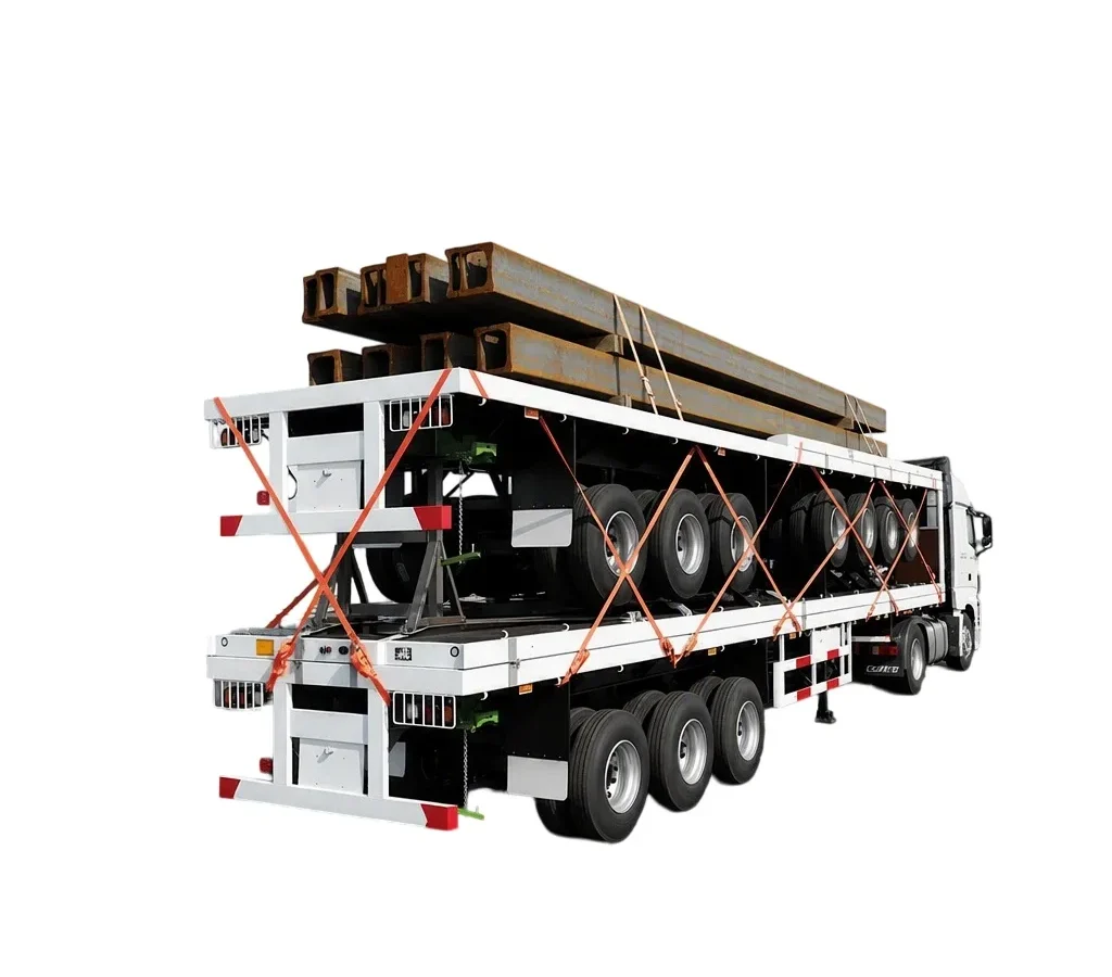 3 axle flatbed semi trailer for Heavy Cargo Transport