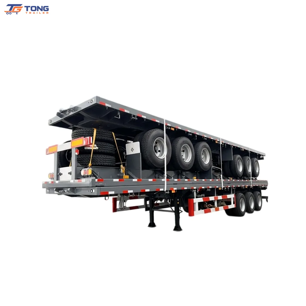 3 axle flatbed semi trailer for Heavy Cargo Transport gallery 2