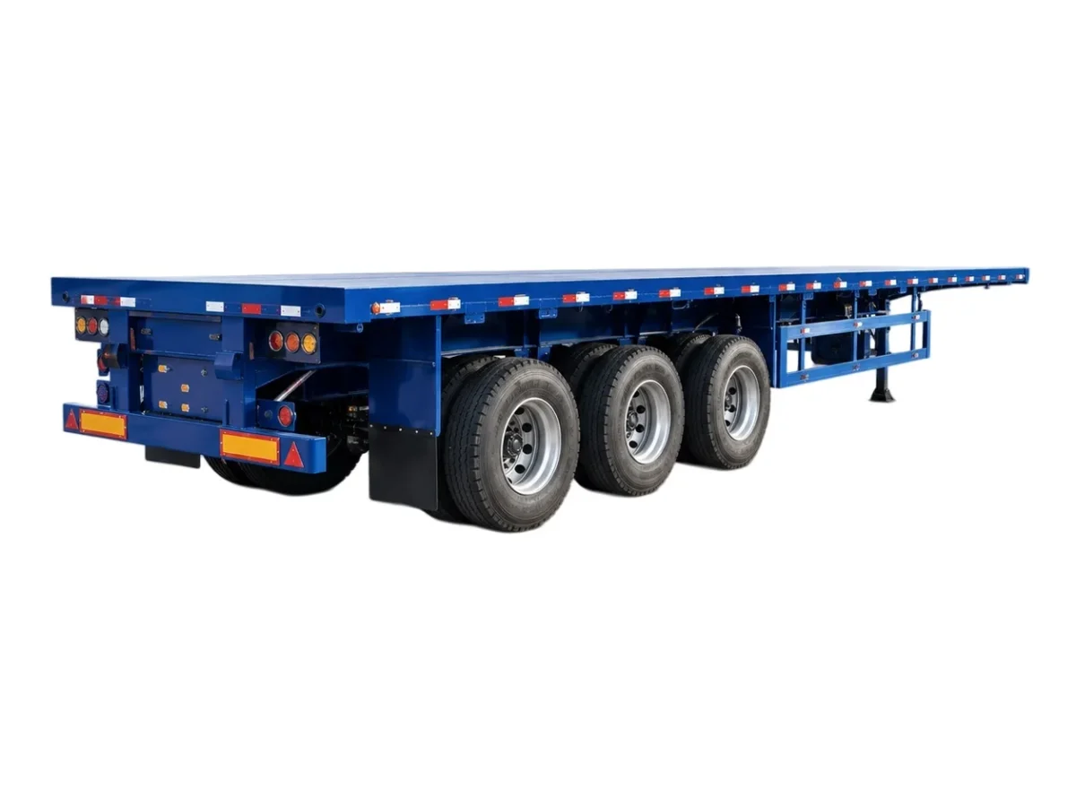 3 Axle Flatbed Semi Trailer for Heavy Load Transport