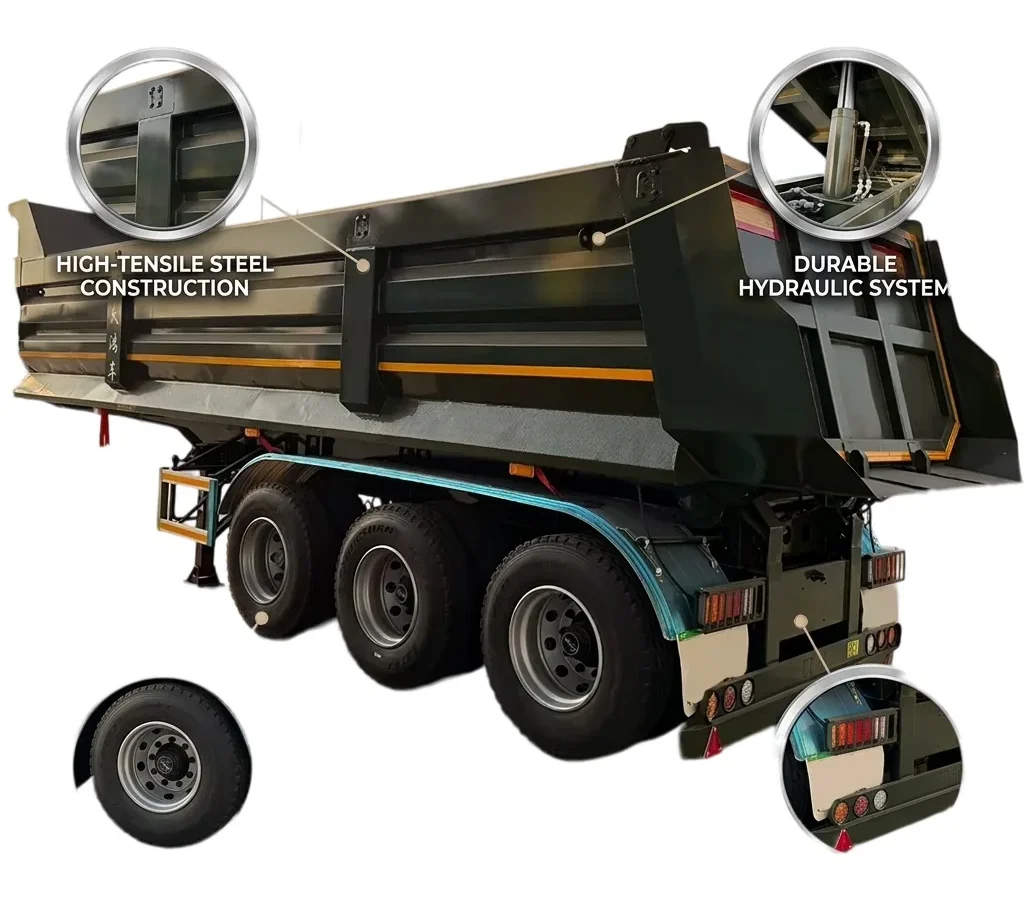 3 Axle Hydraulic Dump Semi Trailer | 30T Steel Tipper