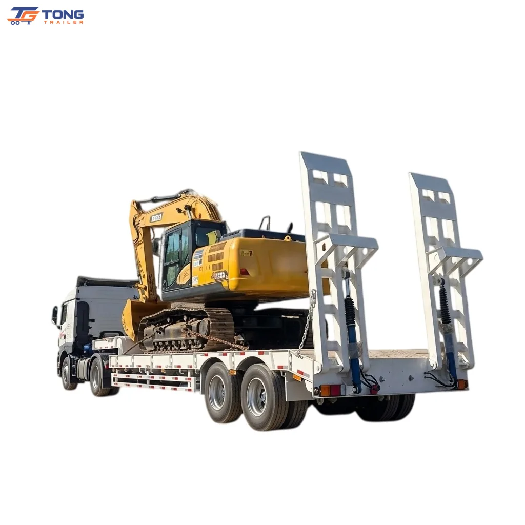 3 axle lowbed semi trailer 60T-150T Load Capacity gallery 1