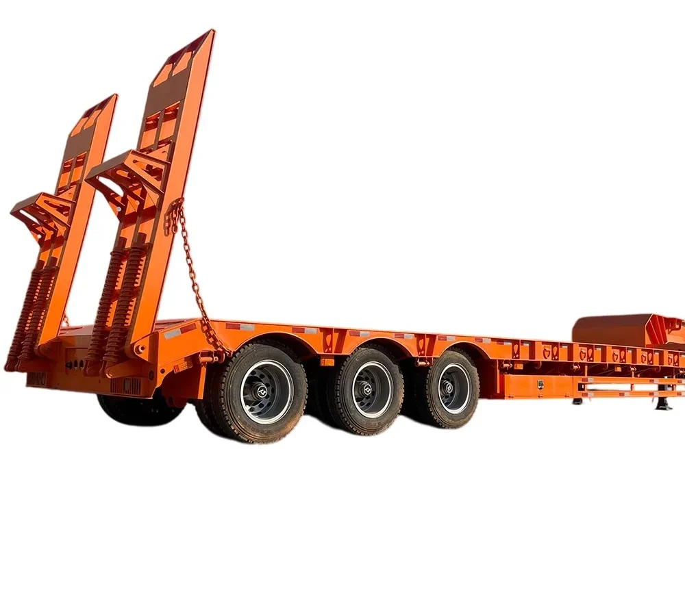 3 Axle Lowbed Semi Trailer for 60-100 Ton Loads