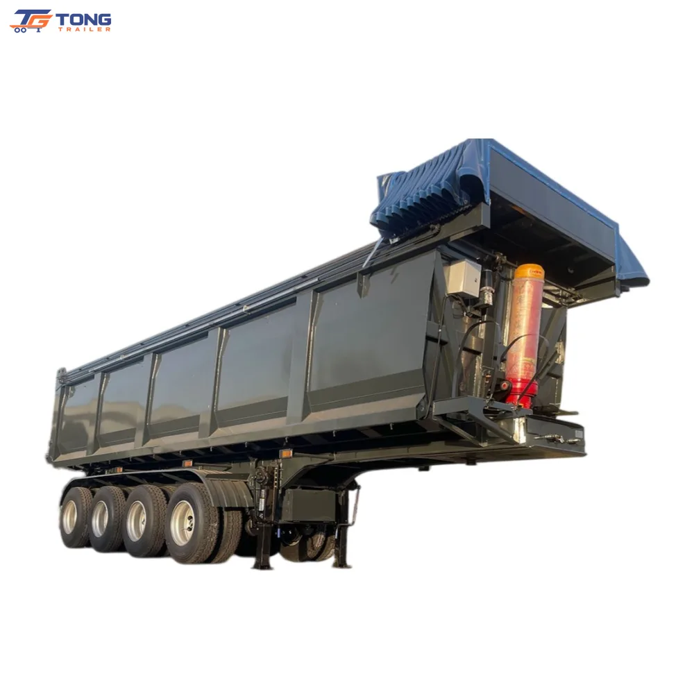 4 Axle Dump Semi Trailer 40 Cubic Meter Hydraulic Tipping gallery 2