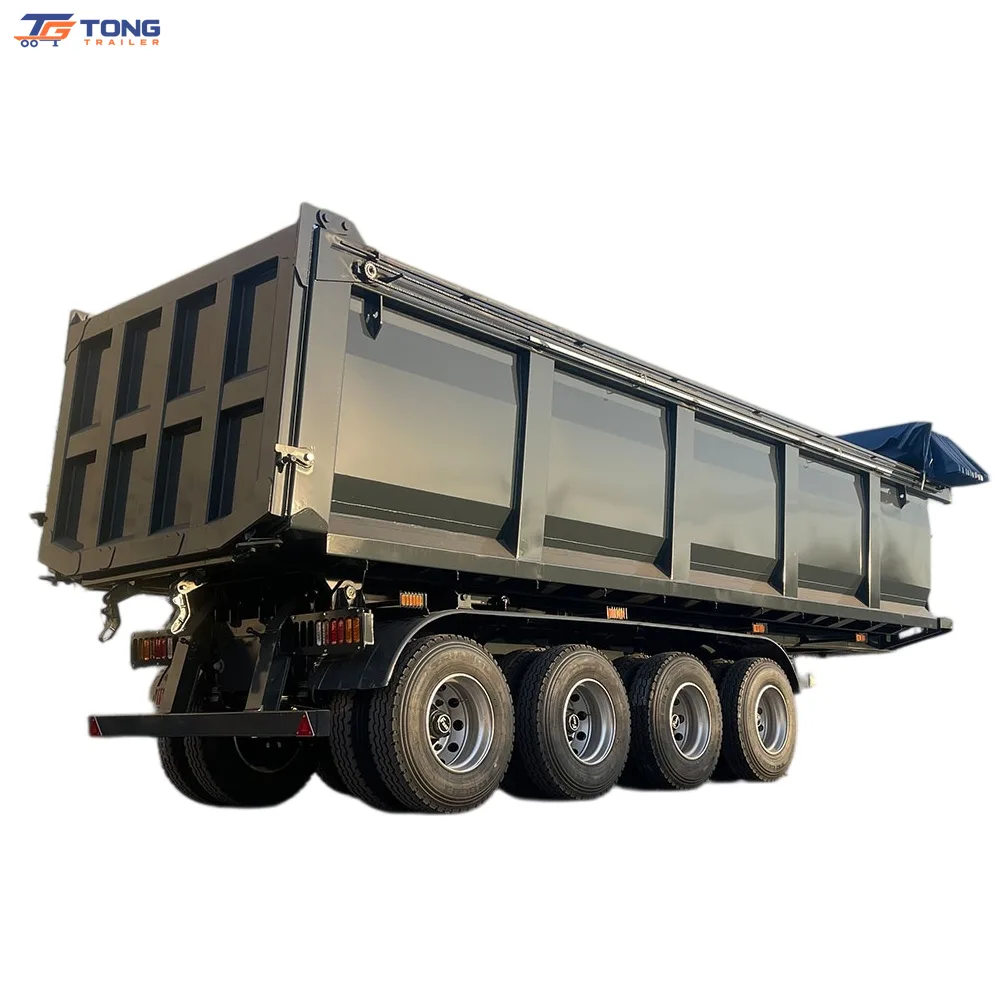 4 Axle Dump Semi Trailer 40 Cubic Meter Hydraulic Tipping gallery 3