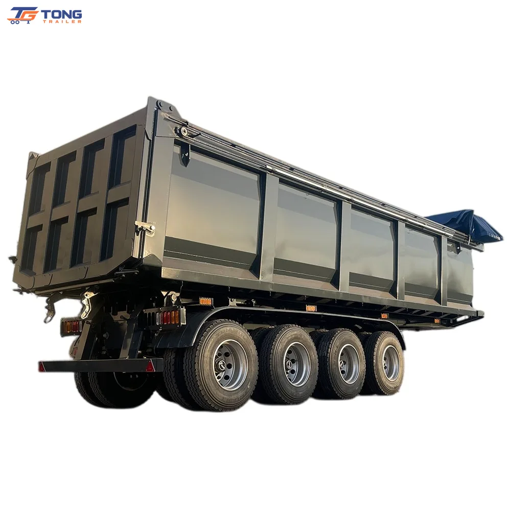 4 Axle Dump Semi Trailer 40 Cubic Meter Hydraulic Tipping gallery 4