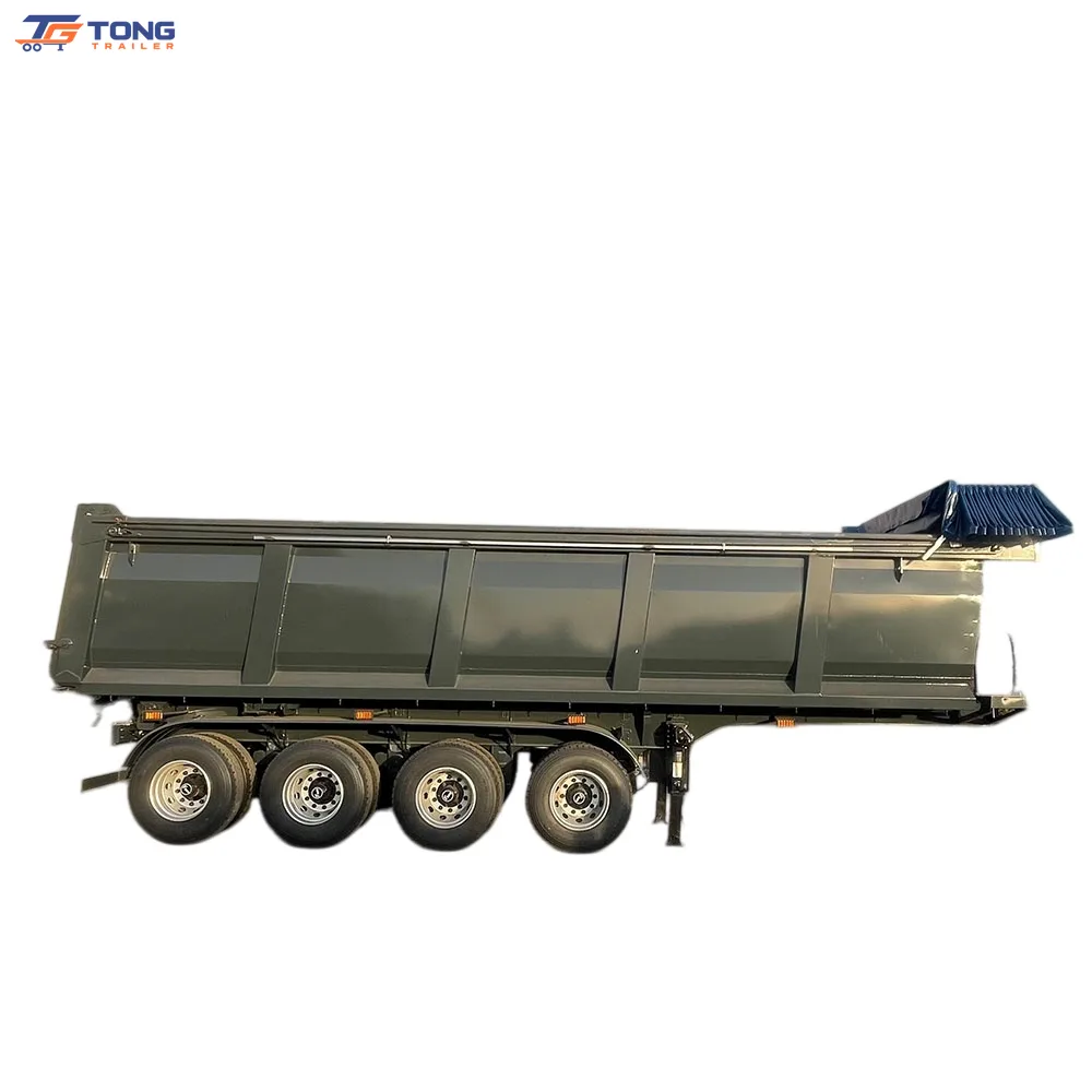 4 Axle Dump Semi Trailer 40 Cubic Meter Hydraulic Tipping