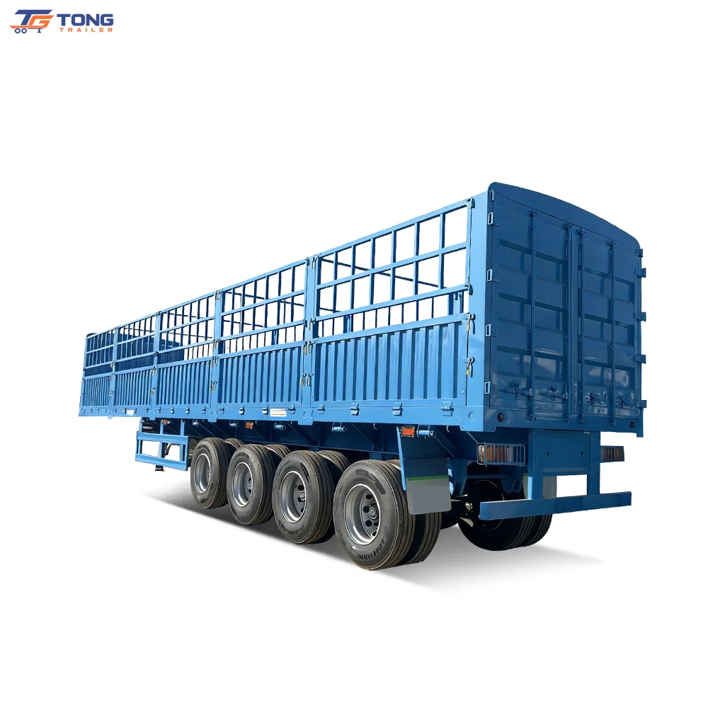 4 Axle Fence Cargo Trailer 60T Steel Semi-Trailer
