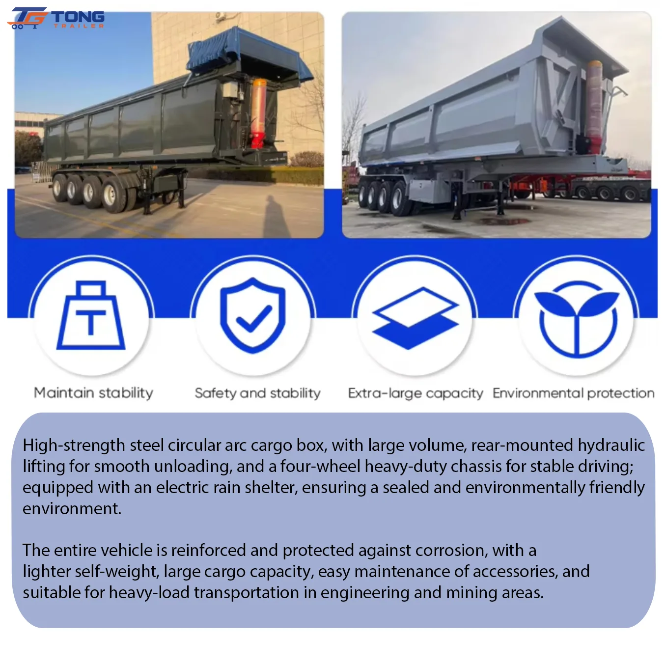 40 ton dump semi trailer with hydraulic tipping gallery 4