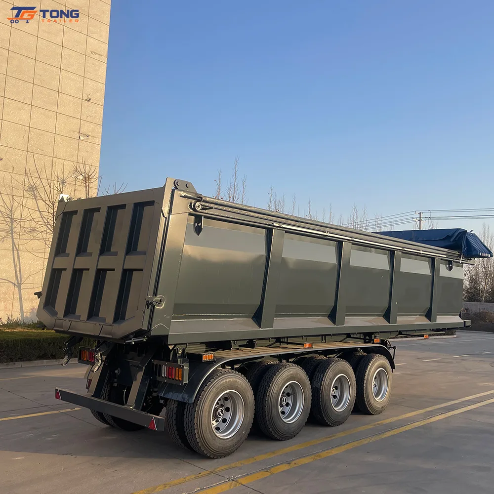 40cbm Tipper Semi Trailer 3 Axle Rear Dump for Sale gallery 4