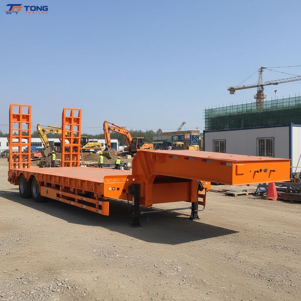60-150T Lowbed Semi Trailer for Heavy Machinery Transport gallery 3