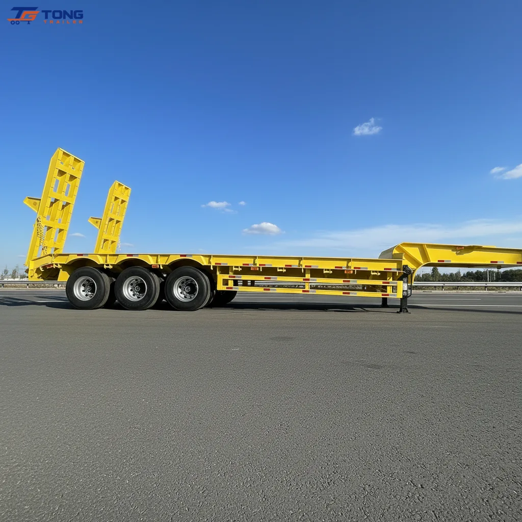 60-150T Lowbed Semi Trailer for Heavy Machinery Transport gallery 6