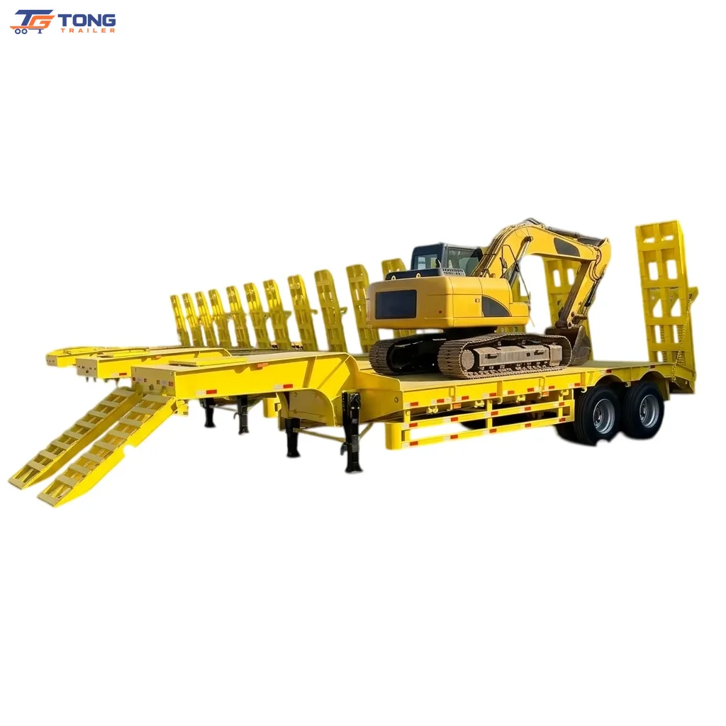 60 Ton Low Bed Semi Trailer for Excavator Transport gallery 1