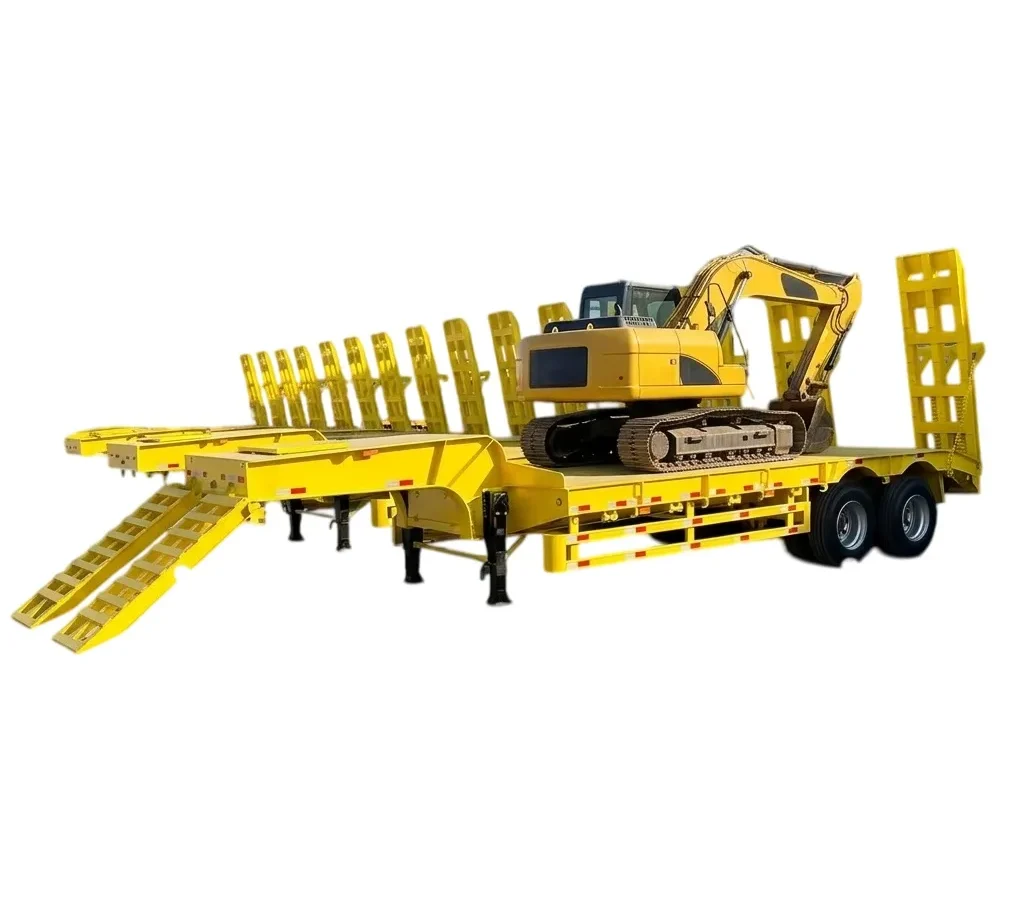 60 Ton Low Bed Semi Trailer for Excavator Transport