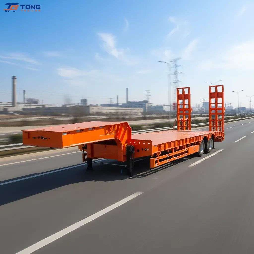 60 Ton Low Bed Semi Trailer for Excavator Transport gallery 4