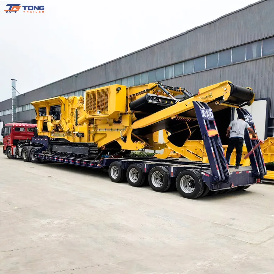 60 Ton Lowbed Semi Trailer 3 Axle Extendable Low Loader gallery 3