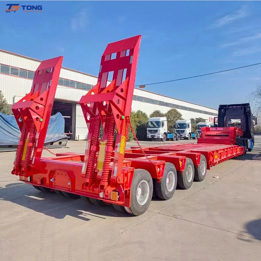60 Ton Lowbed Semi Trailer 3 Axle Extendable Low Loader gallery 5