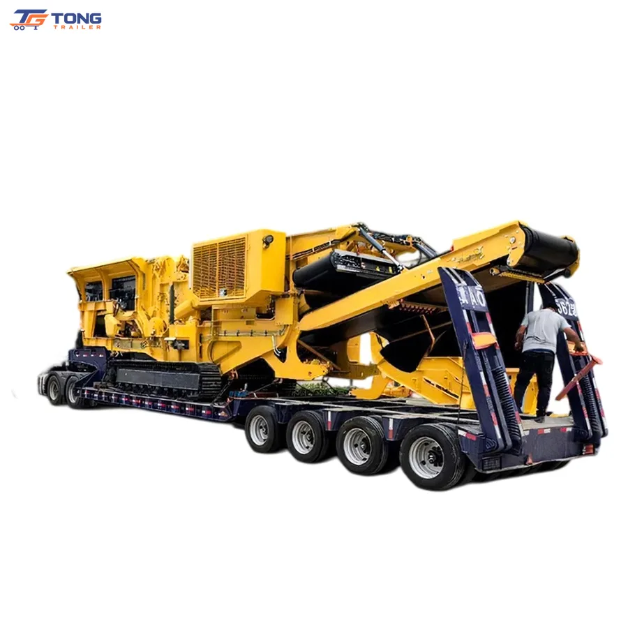 60 Ton Lowbed Semi Trailer Heavy Duty Hydraulic Ramp
