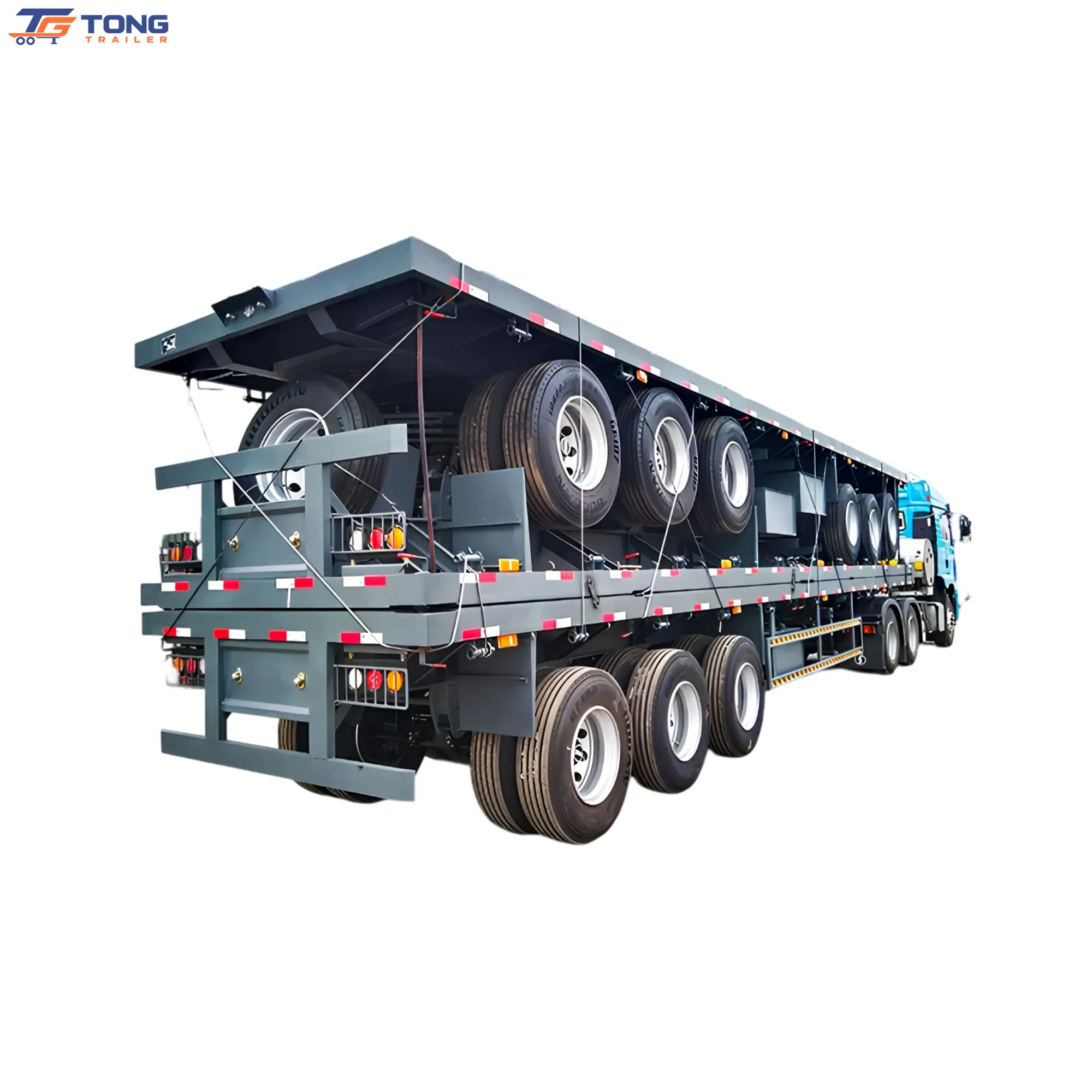 Container Flatbed Semi Trailer, 3 Axle, 30T+ Payload gallery 1