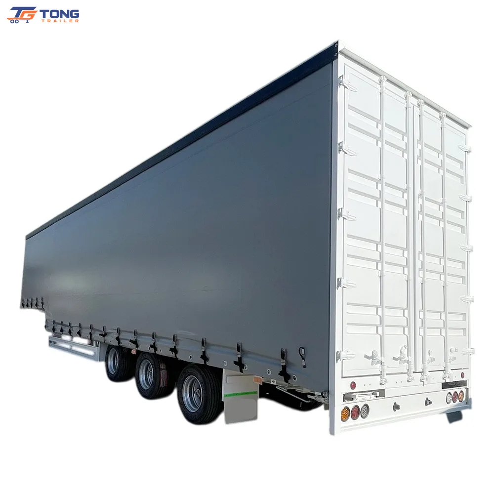 Curtain Side Semi Trailer 50 Tons 3 Axle 45 Ft Cargo Trailer gallery 3