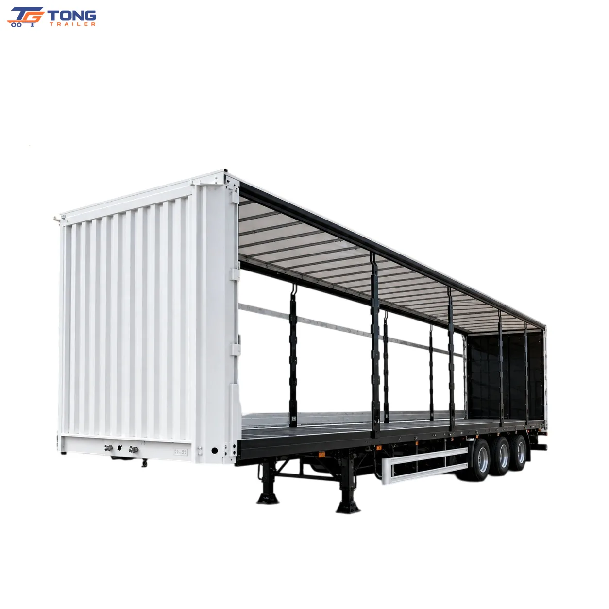 Curtain Side Semi Trailer 60T-150T Steel Chassis gallery 1