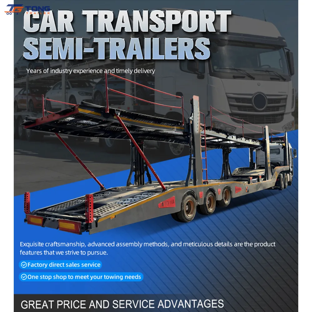Double Deck Car Carrier Semi Trailer 2 Axle 60T Hydraulic gallery 4