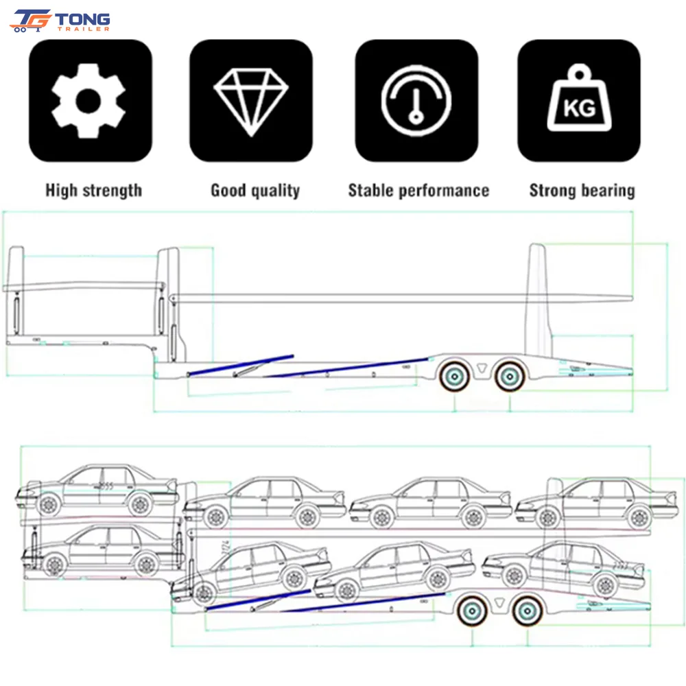 Double Deck Car Carrier Semi Trailer 2 Axle 60T Hydraulic gallery 5