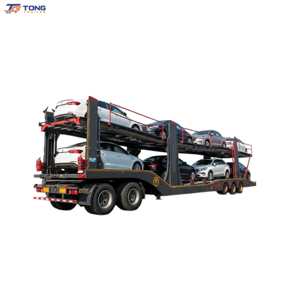 Double Deck Car Carrier Semi Trailer 2 Axle 60T Hydraulic