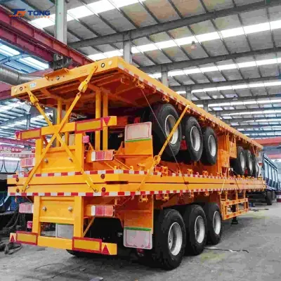 Flatbed Semi Trailer 30 Ton Heavy Duty 12.5m Steel Deck gallery 2