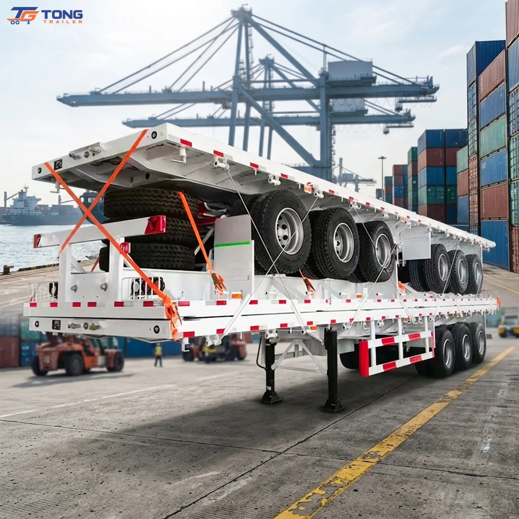 Flatbed Semi Trailer 30T 2-6 Axles Steel Deck gallery 3