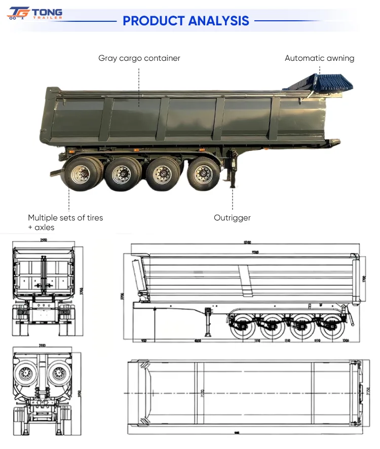 Heavy Duty Dump Semi Trailer | 30T+ 2-4 Axle Tipper gallery 5