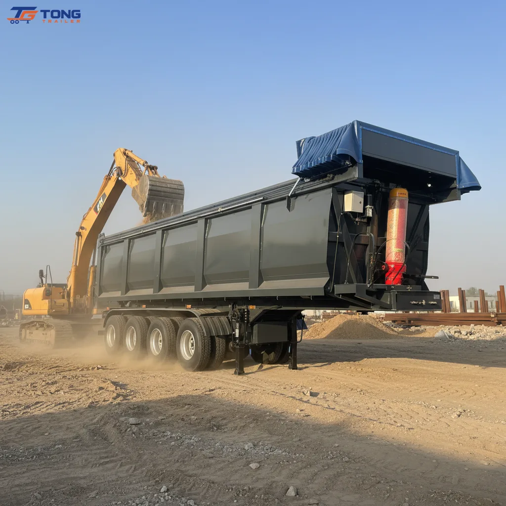 Heavy Duty Dump Semi Trailer 4 Axle 30 Ton Payload gallery 4