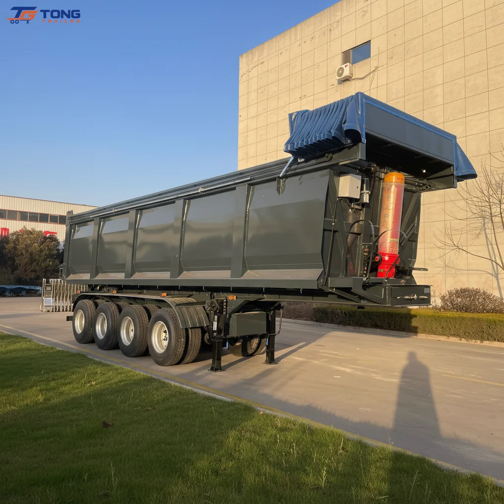 Heavy Duty Dump Semi Trailer 4 Axle 30 Ton Payload gallery 6