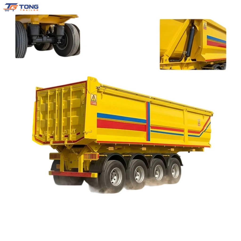Hydraulic Dump Semi Trailer 50-80 Ton 3 4 Axle Heavy Duty gallery 1