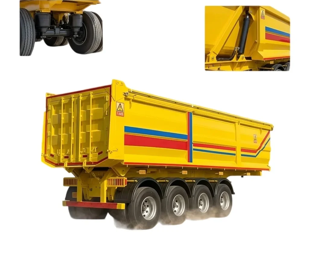 Hydraulic Dump Semi Trailer 50-80 Ton 3 4 Axle Heavy Duty