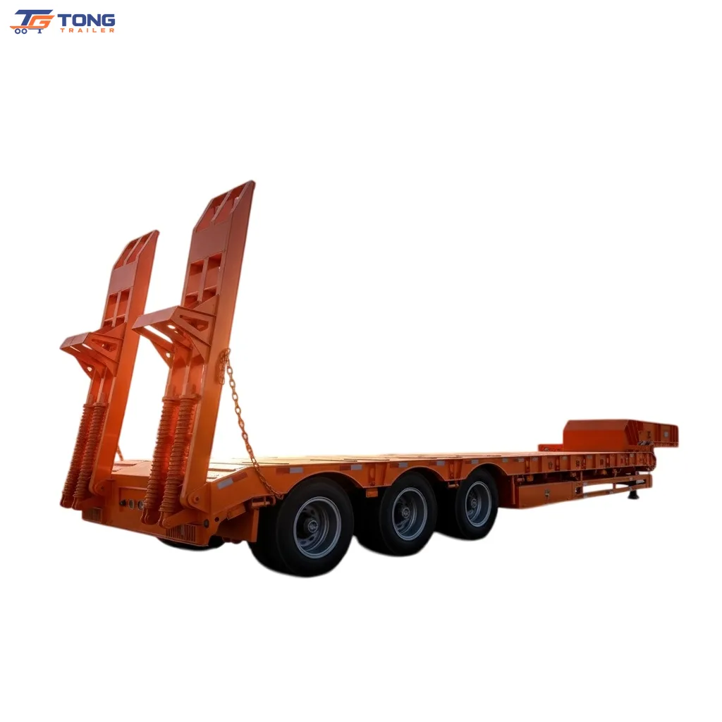 Hydraulic Lowboy Semi Trailer 60-150T Low Bed with Dolly gallery 1