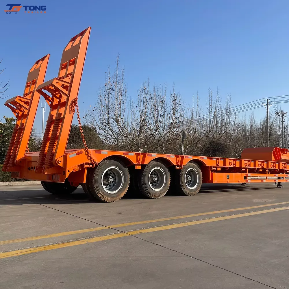 Low Bed Semi Trailer 60T-150T for Excavator Transport gallery 6