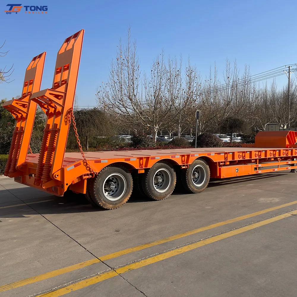 Lowbed Semi Trailer 60 Ton 4 Axles Flatbed for Sale gallery 3