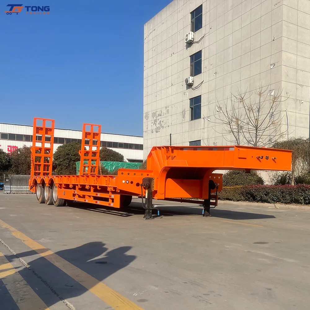 Lowbed Semi Trailer 60 Ton 4 Axles Flatbed for Sale gallery 6
