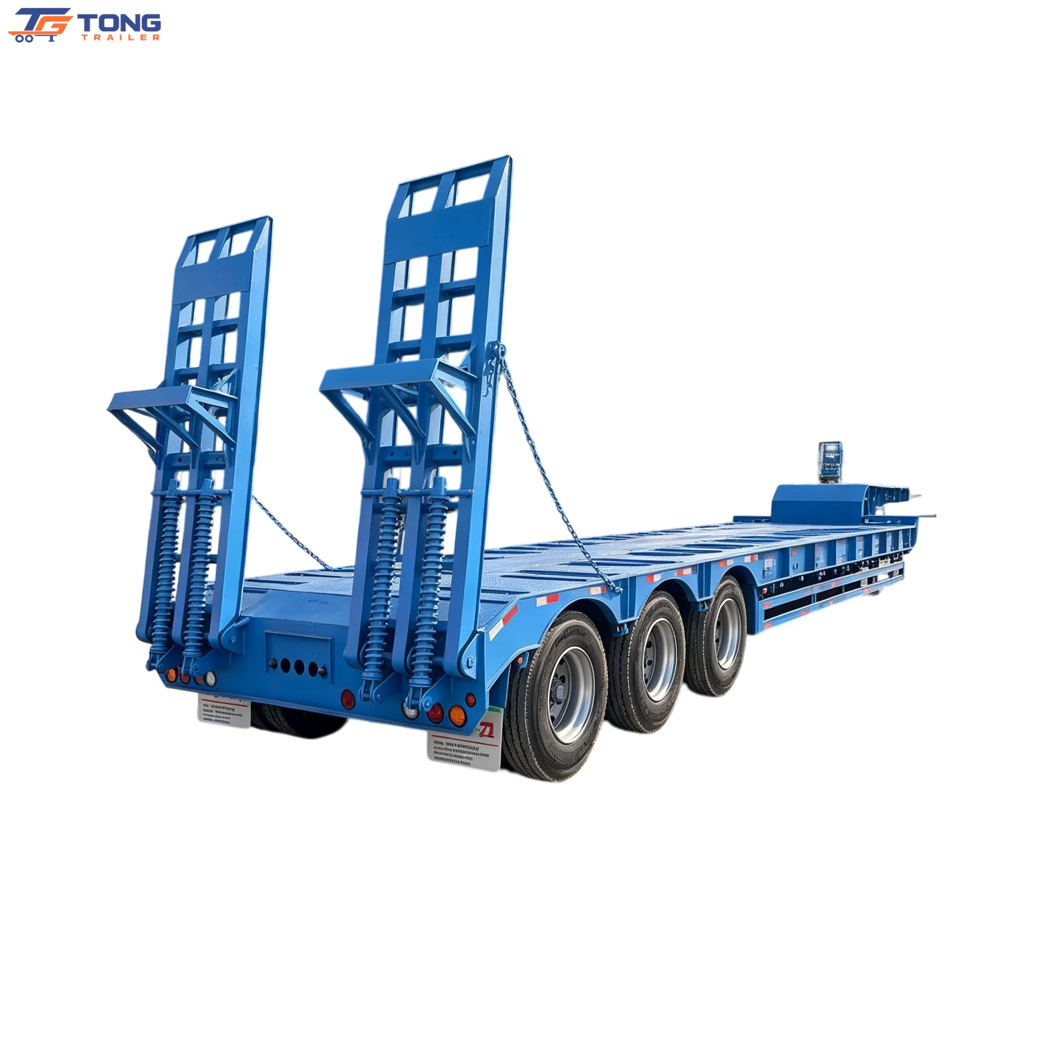 Ramp Low Bed Trailer Heavy Load 3 4 5 Axle Steel Lowboy 60T 150T Custom Deck For Construction Equipment Export gallery 1