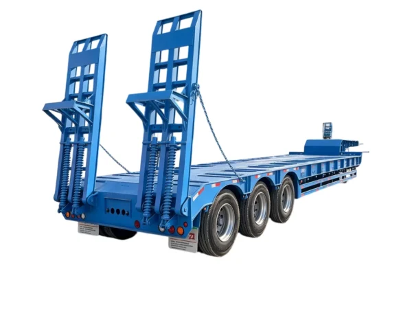 Ramp Low Bed Trailer Heavy Load 3 4 5 Axle Steel Lowboy 60T 150T Custom Deck For Construction Equipment Export